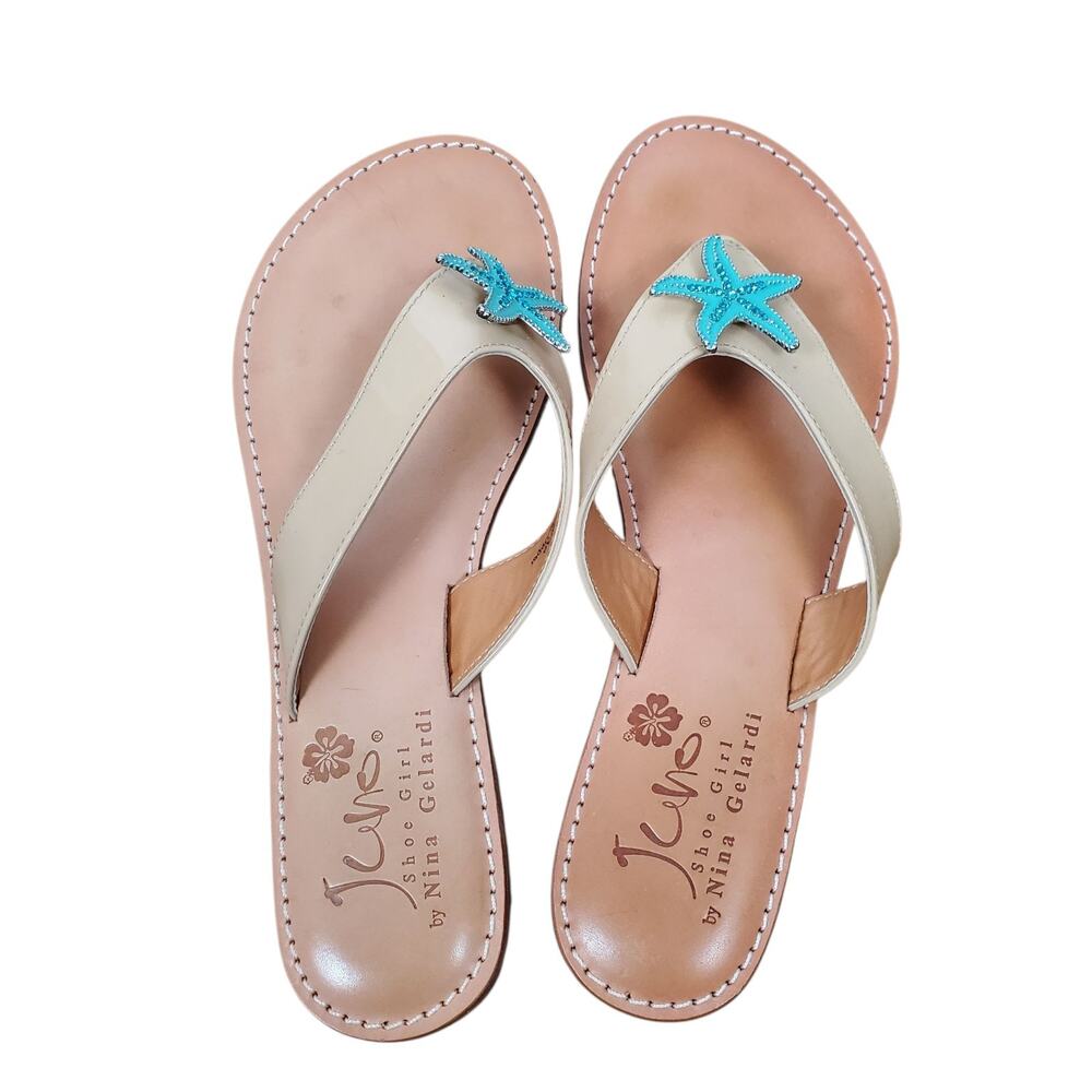 Juno Shoe Girl Maya Jeweled Starfish Thong Sandals EU 38 US 8 Leather Tan Shoe - Picture 10 of 11
